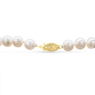 18 inch 8mm AA Pearl Necklace With 14K Yellow Gold Clasp