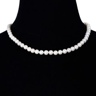 18 inch 8mm AA Pearl Necklace With 14K Yellow Gold Clasp