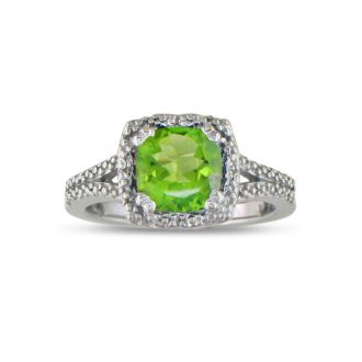 2ct Peridot and Diamond Ring in Sterling Silver