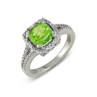 2ct Peridot and Diamond Ring in Sterling Silver