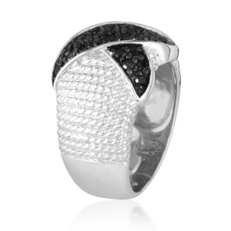 Previously Owned 1/2ct Black Diamond Ropework Right Hand Ring in Sterling Silver, Size 6