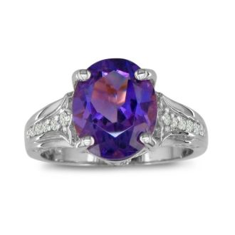4ct Amethyst and Diamond Ring in 10k White Gold