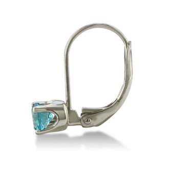 1/2ct Solitaire Blue Topaz Leverback Earrings, 14k White Gold