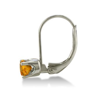 These sunny citrine earrings are cute.  Crafted in 14k white gold, they feature lever back fasteners and are great for everyday wear.    Perfect for those November babies!