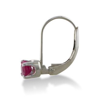 1/2ct Solitaire Ruby Leverback Earrings, 14k White Gold