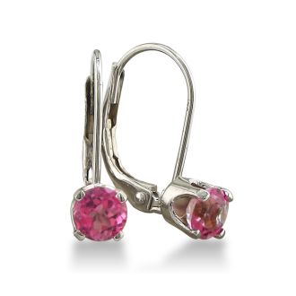 1/2ct Solitaire Pink Topaz Leverback Earrings, 14k White Gold