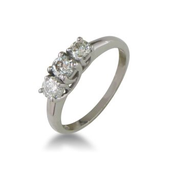 1/2ct Three Diamond Engagement Ring. Raw, Natural Diamond.  No Sparkle
