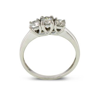 1/2ct Three Diamond Engagement Ring. Raw, Natural Diamond.  No Sparkle
