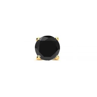 1/2ct Black Single Diamond Stud Earring in 14k Yellow Gold