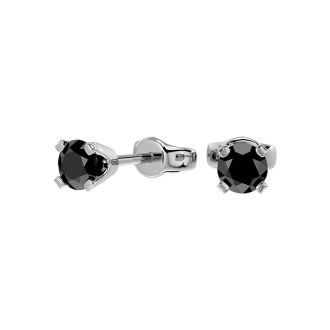 1/10ct Black Diamond Stud Earrings in White Gold