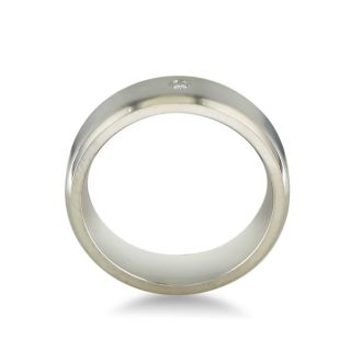 Modern Titanium Wedding Band With 1 Diamond, Size 7.5 to 14