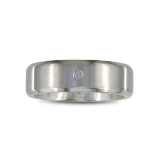 Modern Titanium Wedding Band With 1 Diamond, Size 7.5 to 14
