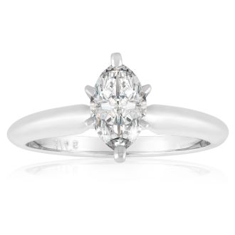 3/4 Carat Marquise Diamond Engagement Ring In 14 Karat White Gold