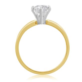 3/4 Carat Marquise Diamond Engagement Ring In 14 Karat Yellow Gold