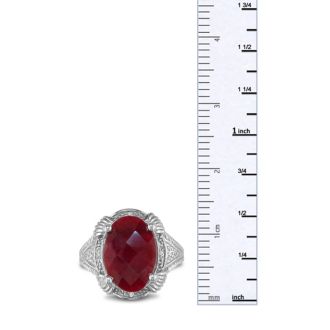7ct Rough Cut Natural Ruby and Diamond Ring in Sterling Silver