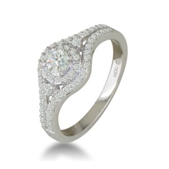 Wonderful diamond bridal ring set with 60 diamond that fire beyond your imagination.  Crafted in 14 karat white gold, this diamond engagement ring has such a beautiful and elegand look.  Diamond content is 1/2 carat in H/I color and SI3/I1 clarity.  Three star diamonds.  Available in ring sized from 5 to 8.5 in half sizes.