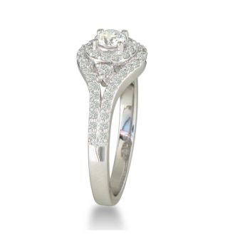 Wonderful diamond bridal ring set with 60 diamond that fire beyond your imagination.  Crafted in 14 karat white gold, this diamond engagement ring has such a beautiful and elegand look.  Diamond content is 1/2 carat in H/I color and SI3/I1 clarity.  Three star diamonds.  Available in ring sized from 5 to 8.5 in half sizes.