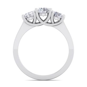 1 1/2 Carat Three Diamond Ring In 14 Karat White Gold