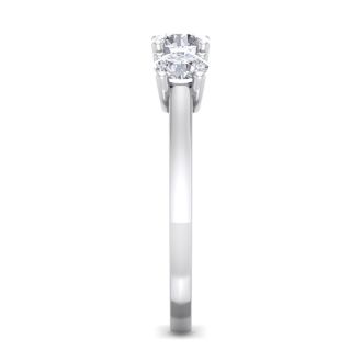 1 1/2 Carat Three Diamond Ring In 14 Karat White Gold