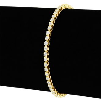 2 1/2 Carat Diamond Tennis Bracelet In 14 Karat Yellow Gold, 9 Inches