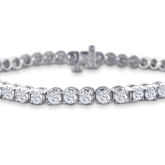 3 1/2 Carat Diamond Tennis Bracelet In 14 Karat White Gold, 8 Inches