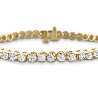 3 3/4 Carat Diamond Tennis Bracelet In 14 Karat Yellow Gold, 9 Inches