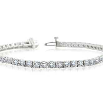 7 Carat Round Diamond Tennis Bracelet In 14 Karat White Gold, 7 Inches