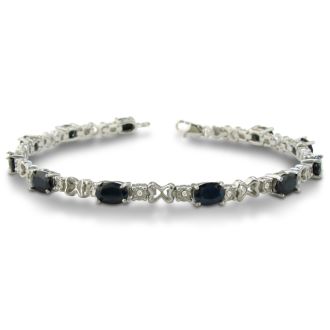 7 1/2ct Sapphire and Diamond Bracelet in Sterling Silver