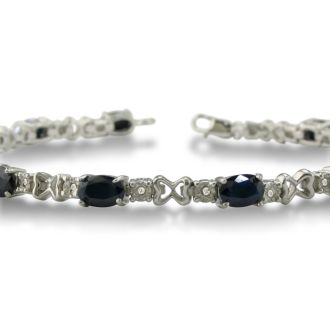 7 1/2ct Sapphire and Diamond Bracelet in Sterling Silver