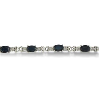7 1/2ct Sapphire and Diamond Bracelet in Sterling Silver