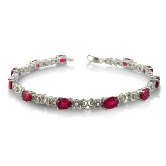 7 1/2ct Ruby and Diamond Bracelet in Sterling Silver