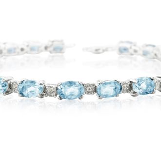 13ct Blue Topaz and Diamond Bracelet
