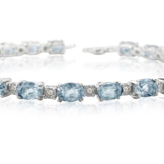 10ct Aquamarine and Diamond Bracelet
