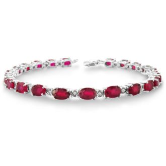 Previously Owned 15 Carat Ruby and Diamond Bracelet in Sterling Silver