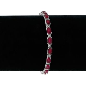 Previously Owned 15 Carat Ruby and Diamond Bracelet in Sterling Silver