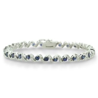 5 Carat Sapphire and Diamond Bracelet in Sterling Silver
