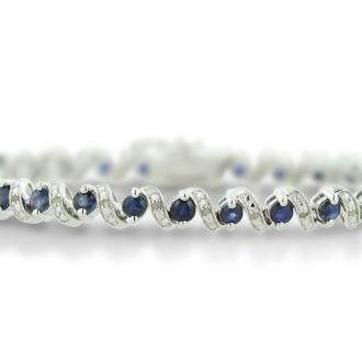 5 Carat Sapphire and Diamond Bracelet in Sterling Silver