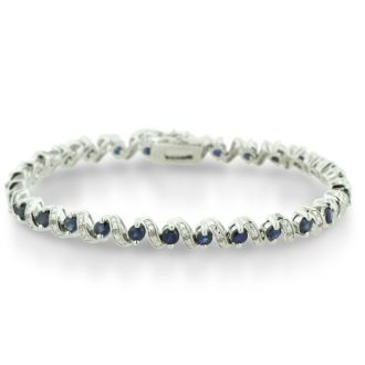 5 Carat Sapphire and Diamond Bracelet in Sterling Silver