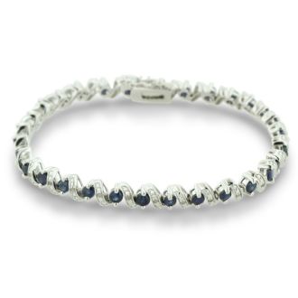5 Carat Sapphire and Diamond Bracelet in Sterling Silver