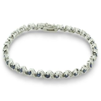 5 Carat Sapphire and Diamond Bracelet in Sterling Silver
