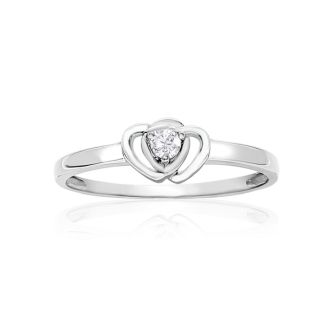 Previously Owned .07ct Intertwined Hearts Diamond Promise Ring in Sterling Silver