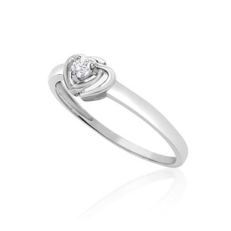 .07ct Intertwined Hearts Diamond Promise Ring in Sterling Silver