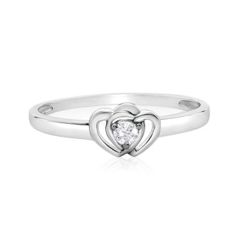 Previously Owned .07ct Intertwined Hearts Diamond Promise Ring in Sterling Silver