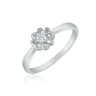 Flower Shaped Diamond Promise Ring in 10k White Gold
