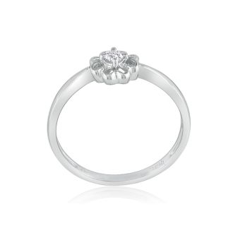 Flower Shaped Diamond Promise Ring in 10k White Gold