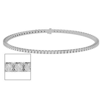9 Inch 10K White Gold 2 1/2 Carat Diamond Tennis Bracelet