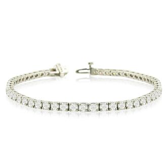 6 Carat Round Diamond Tennis Bracelet In 14 Karat White Gold, 6 Inches