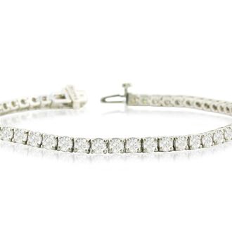 6 Carat Round Diamond Tennis Bracelet In 14 Karat White Gold, 6 Inches