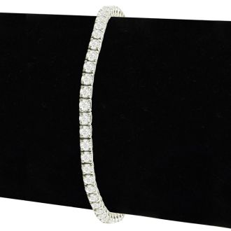 6 Carat Round Diamond Tennis Bracelet In 14 Karat White Gold, 6 Inches