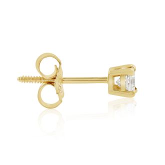 1/4ct Princess Cut Diamond Stud Earrings In 14k Yellow Gold